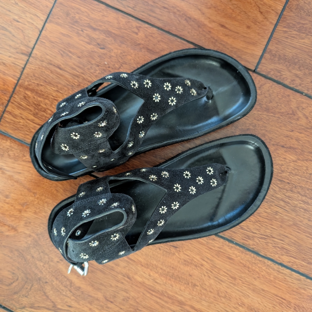 Isabel Marant Black Sandals with Floral Accents